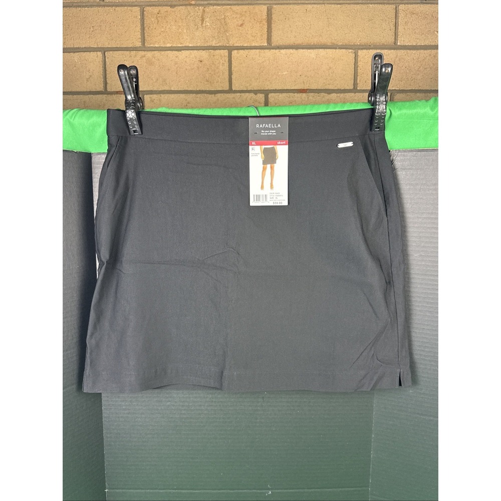 Rafaella Womens Stretch Skort Size XL Black RSBSF071 Pull On Active Skirt NWT